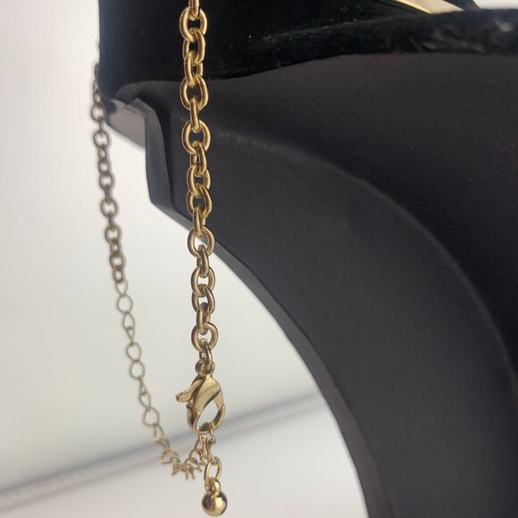 Gold Tone Collar Necklace with Blue Fringe - Picture 4 of 8